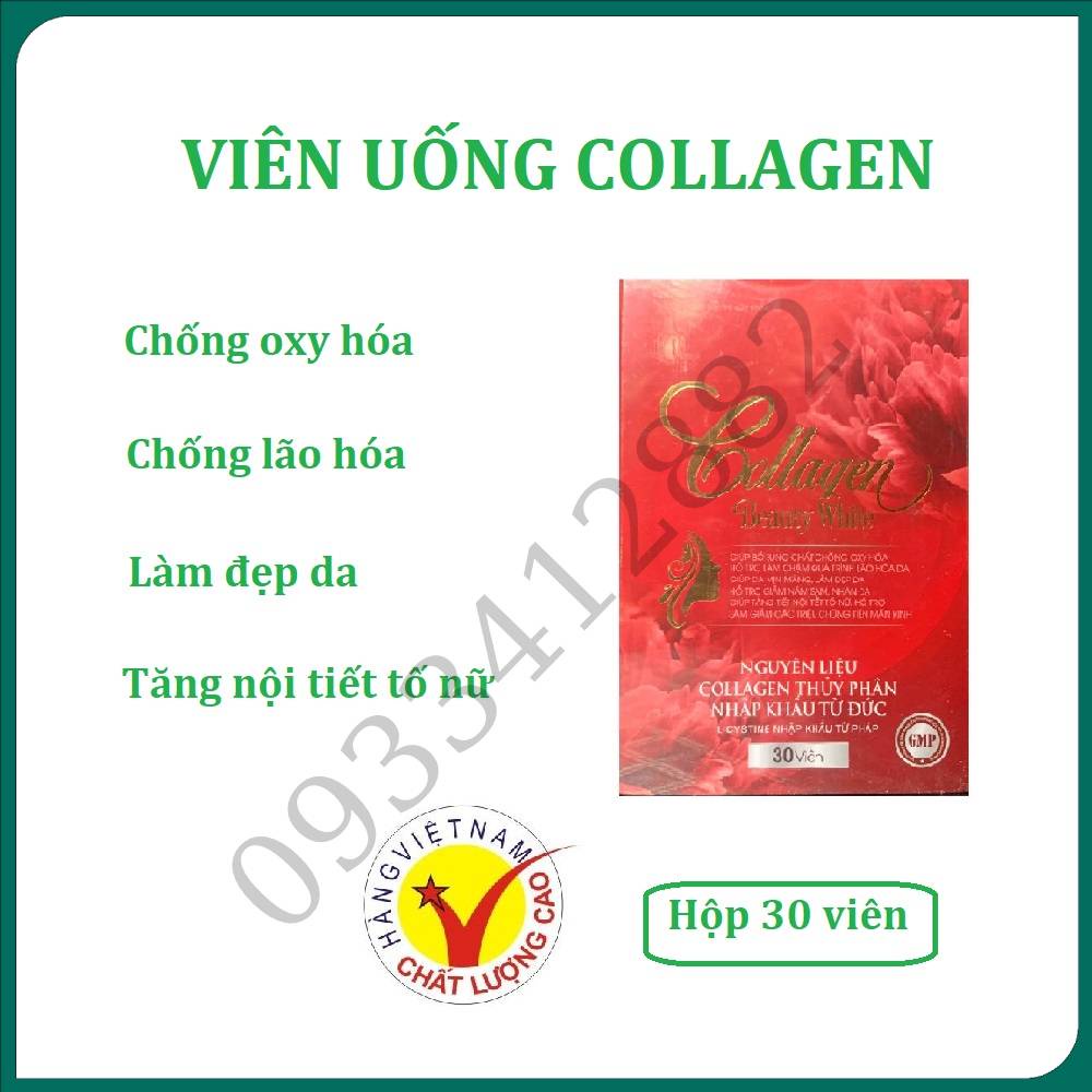 Viên uống Collagen Beauty White hộp 30 viên giúp làm đẹp da, chống lão hóa, tăng nội tiết tố cho chị em