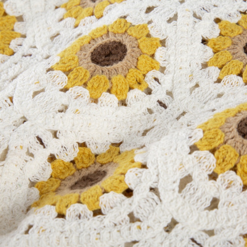 Áo Croptop Dệt Kim Không Tay Cổ Chữ V Thêu Hoa Hướng Dương Thời Trang Mùa Hè Cho Nữ