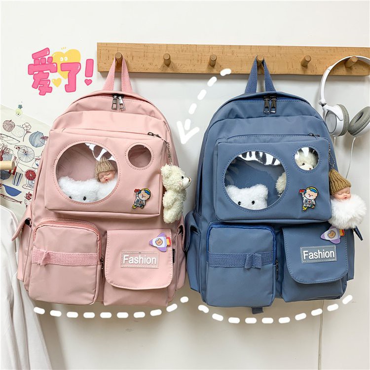 Balo Ulzzang nam nữ đi học chống thấm túi trong suốt giá rẻ (kèm sticker) BAG U TRO265