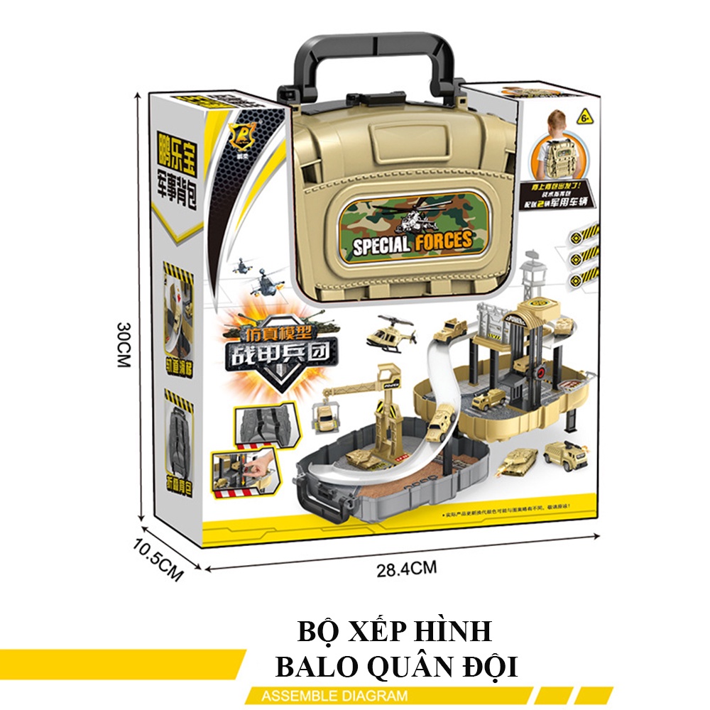 Đồ chơi xếp hình, rèn luyên tư duy - phát triển trí tuệ cho trẻ,  balo lắp ráp bãi đỗ xe .