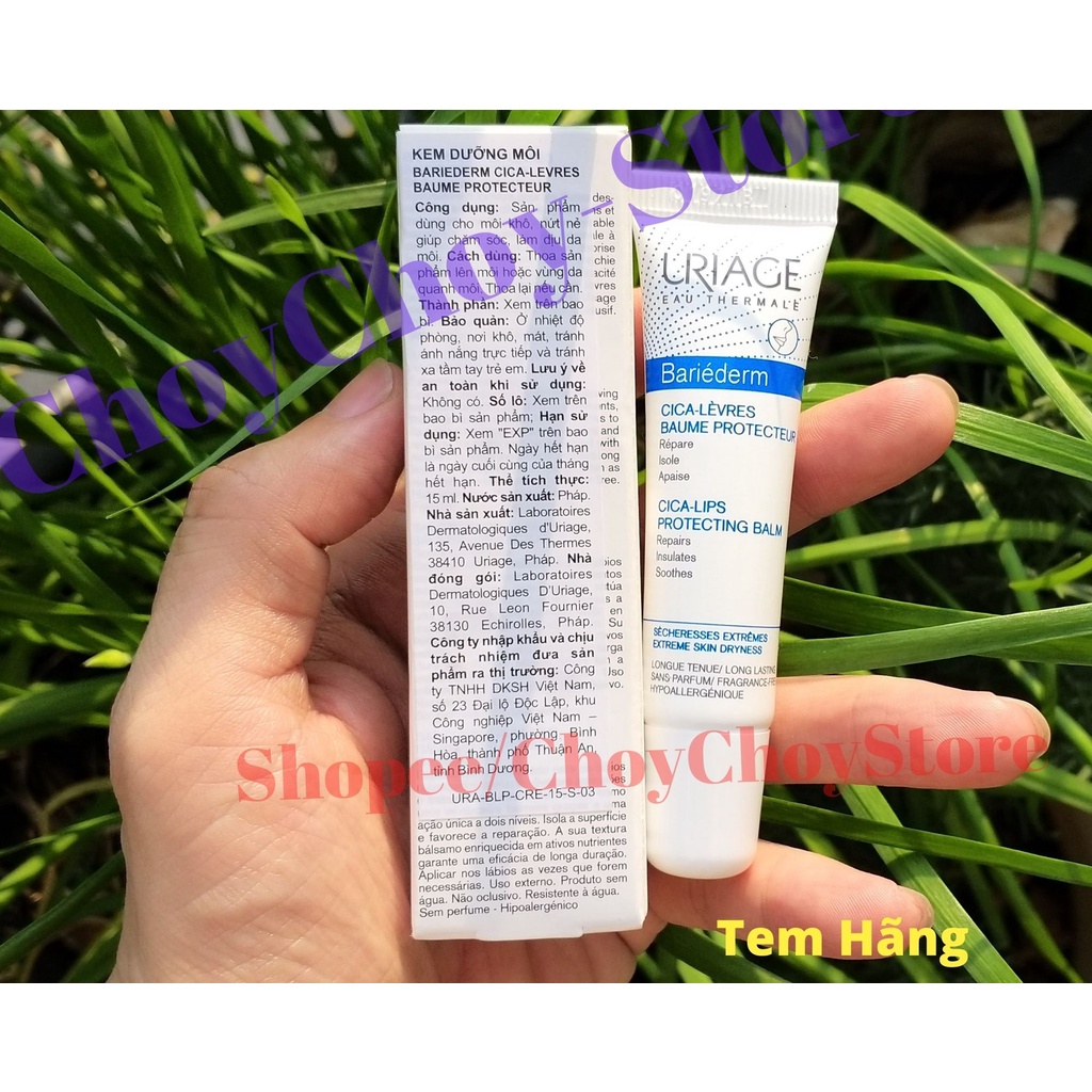 [TEM CTYI] Uriage Bariederm Cica Lips Protecting Balm 15mL - Kem chăm sóc môi khô, nứt nẻ