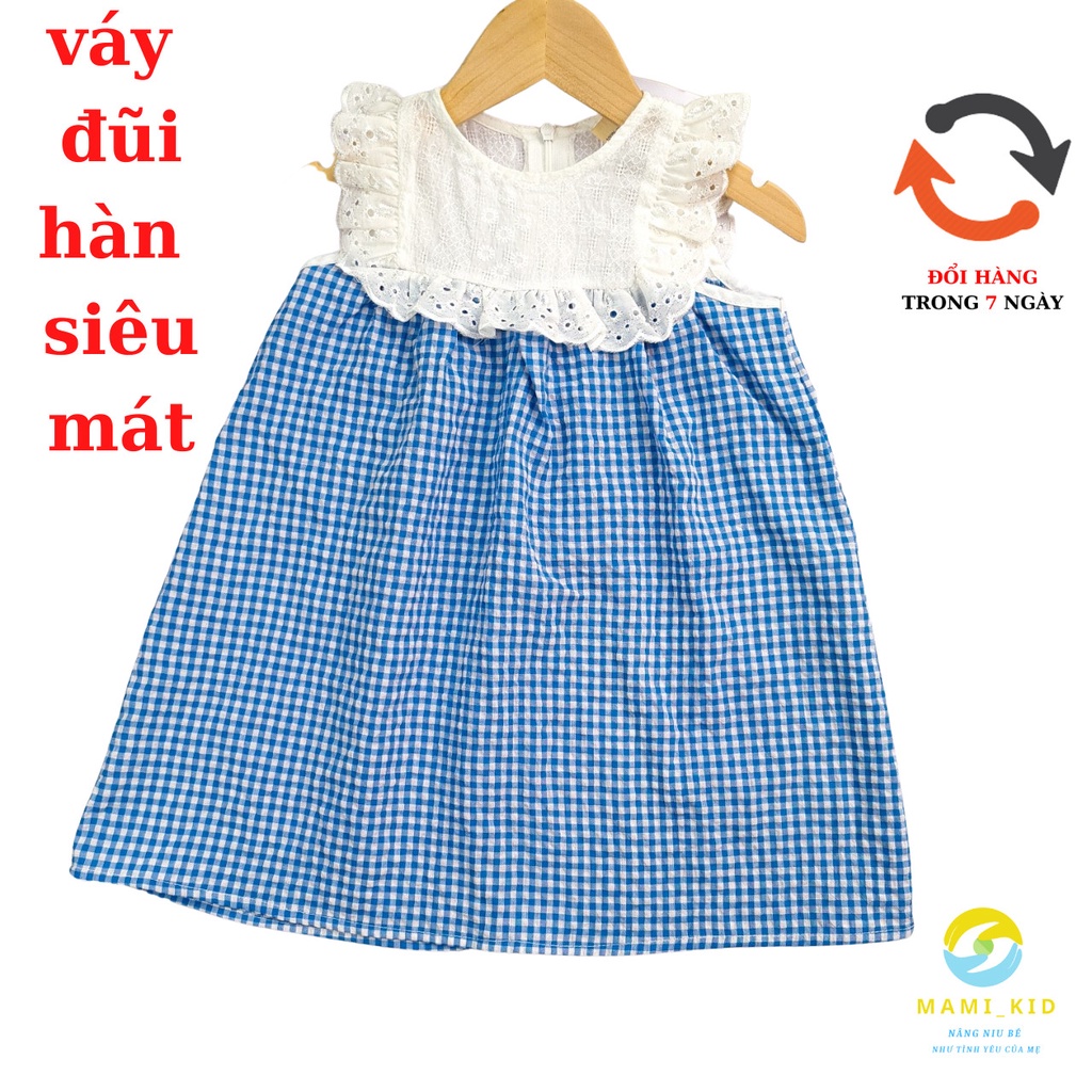 váy xinh bé gái 1-7 tuổi, kẻ phối ren BABY DOLL sang chảnh, 12-25kg ,Mamikid