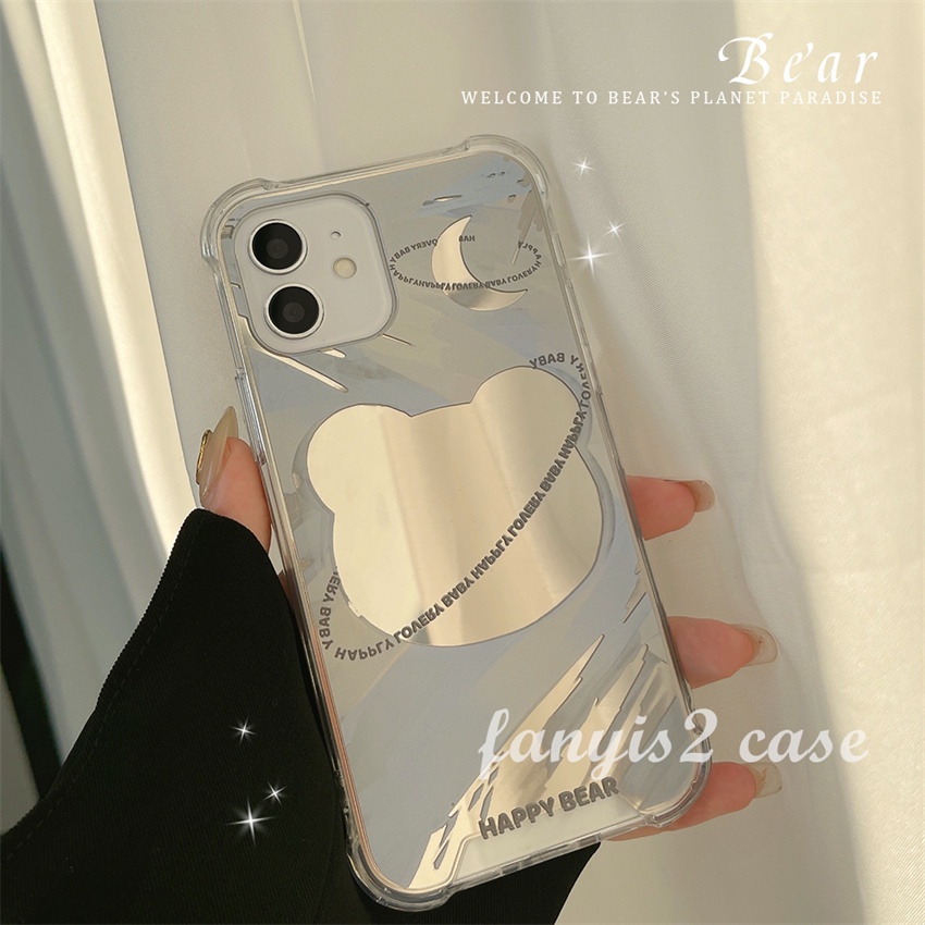 Ốp Điện Thoại Mềm Có Gương Trang Điểm Hình Gấu Cho iPhone 13 12 11 Pro Max XS Max XR X 8 7 Plus SE 2020