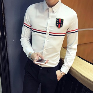 Áo Sơ Mi Nam Thêu Viền Ngang vải lụa chống nhăn cao cấp