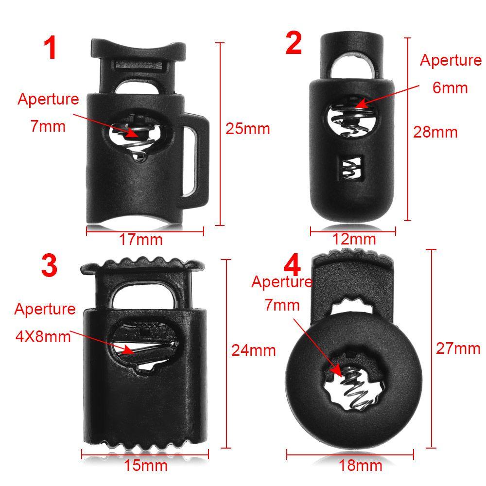 DIACHAVN Set 20 Kẹp Nhựa Hai Lỗ 4 / 5 / 6 / 7mm Màu Đen