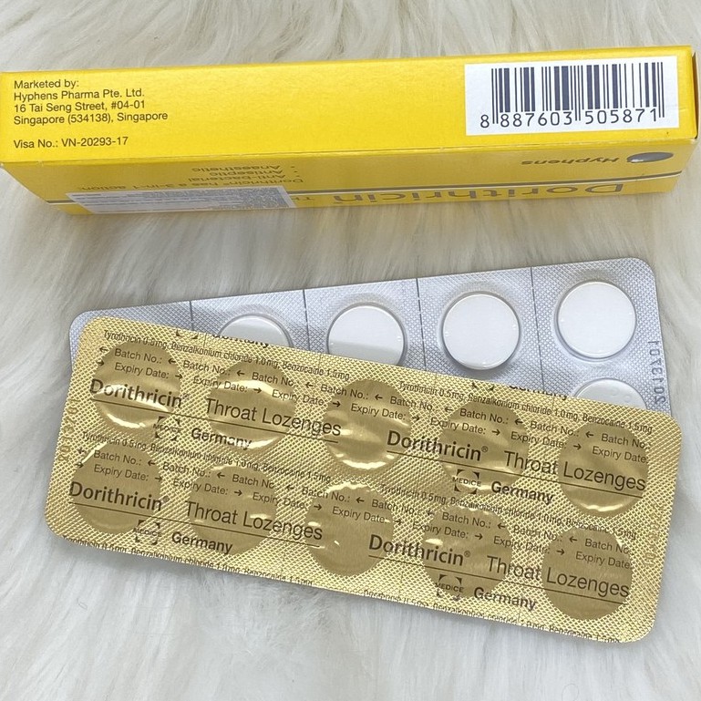 Dorithricin ngậm ho vỉ 12 viên hộp 2 vỉ