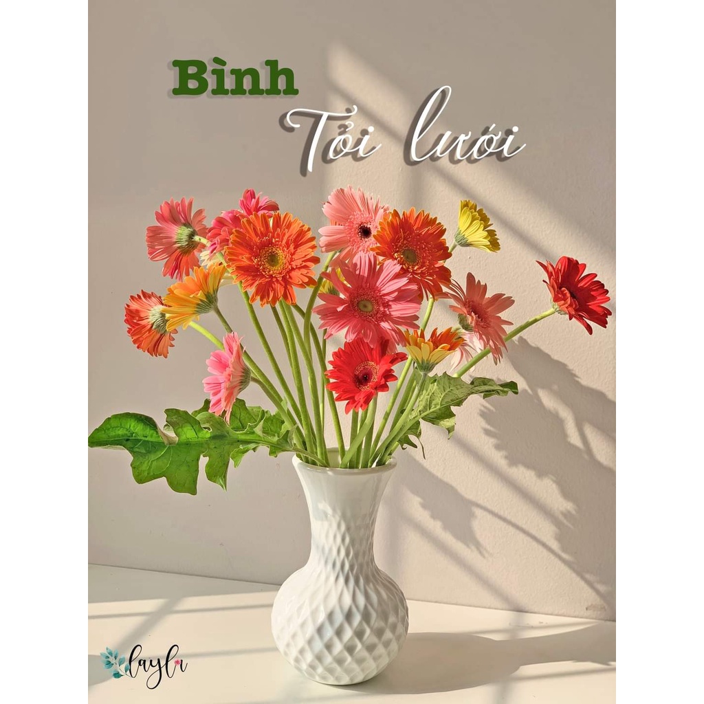 Lọ hoa gốm Bát Tràng cỡ trung - Bình hoa decor sứ sương trang trí đẹp - Nhiều mẫu - Màu trắng