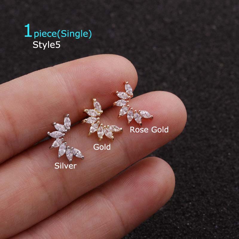 1 Khuyên Tai Bằng Thép Không Gỉ Đính Đá Zircon