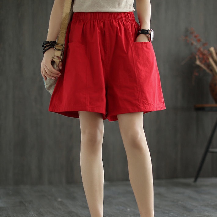 Quần Short cotton Lưng Cao plus size Phong Cách Hàn Quốc Cho Nữ VHR4