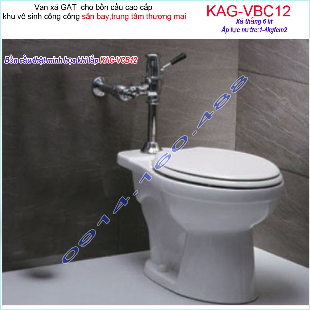 Van xả gạt bồn câu KAG-VBC12, van xả cho bồn cầu Toto, Linax treo tường, van xả cầu không thùng nước( không bồn cầu)