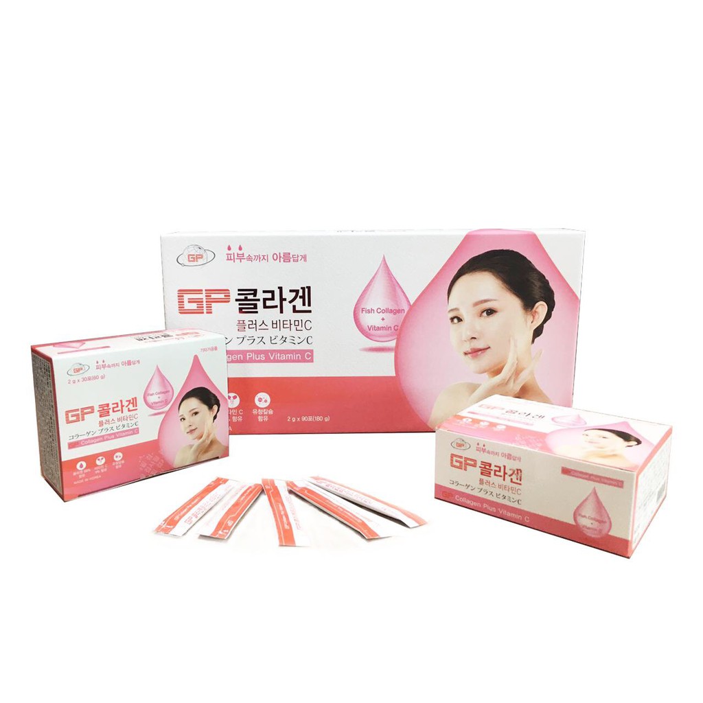 Bột Uống Collagen Hàn Quốc Vitamin C Trẻ hoá làn da ,Trắng sáng , xoá mờ nám , đều màu da GP Plus ( Chính Hãng )