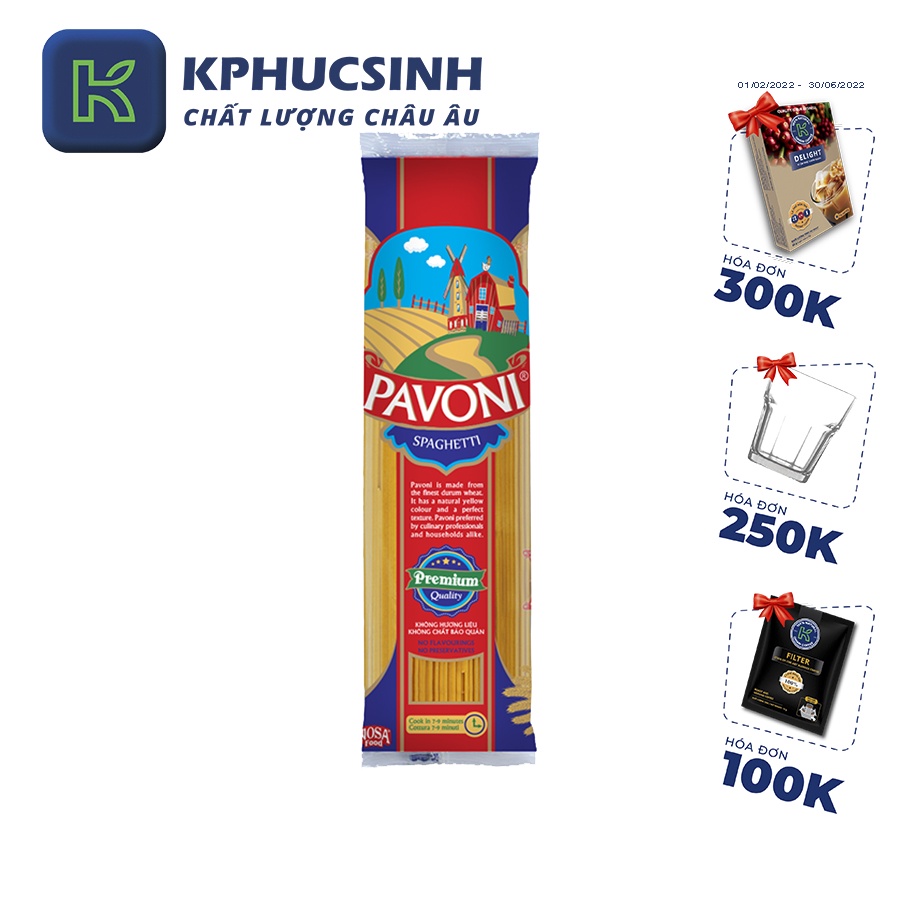 Mỳ Ý Spaghetti Pavoni 400g KPHUCSINH - Hàng Chính Hãng