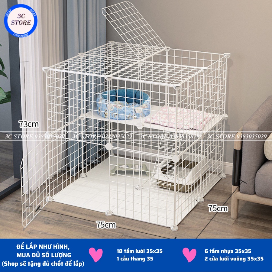 TẶNG CHỐT Tấm lưới - Chuồng Quây Cho Thú Cưng, Chó Mèo - Lắp Ghép (Bán lẻ theo tấm)