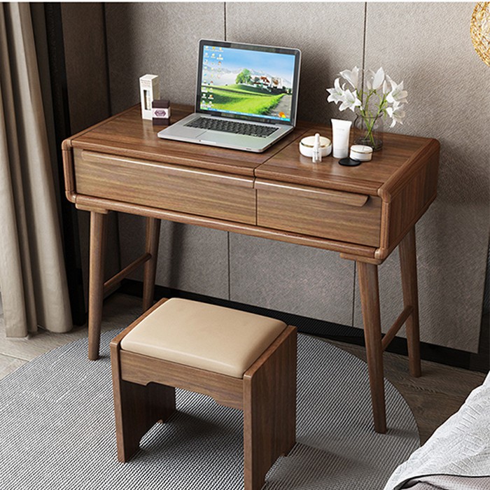 Bàn trang điểm đèn led gương lật kết hợp bàn làm việc Homexinh sang trọng hiện đại