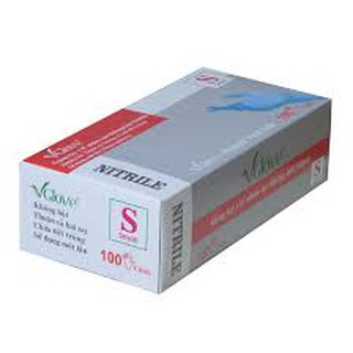 Găng tay y tế Vglove màu xanh không bột Nitrile,hộp 100 chiếc