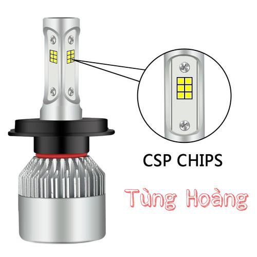 Đèn pha led S2 chip led CSP chân h4 - led c6 3 tim chip csp - s2csp- giá 1 bóng