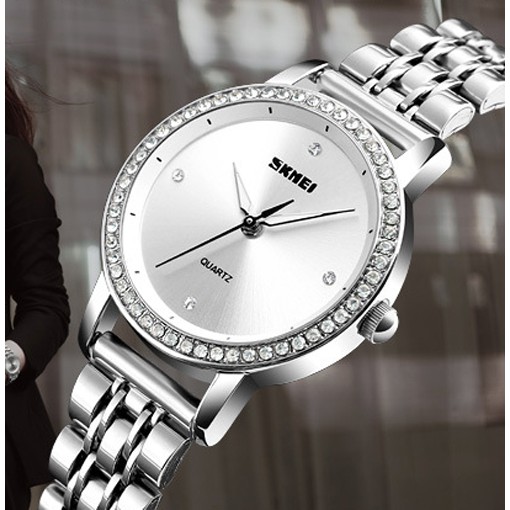 Đồng hồ thời trang nữ Skmei 1311 dây thép không gỉ viền đá cao cấp | BigBuy360 - bigbuy360.vn