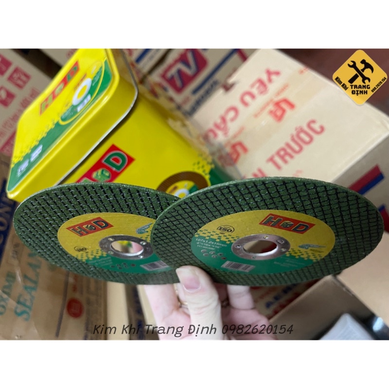 Đá cắt sắt, cắt inox 1 tấc 100mm HD hộp xanh