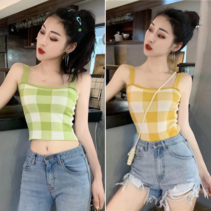 Áo dây hoạ tiết kẻ sọc caro thiết kế nữ tính thanh lịch