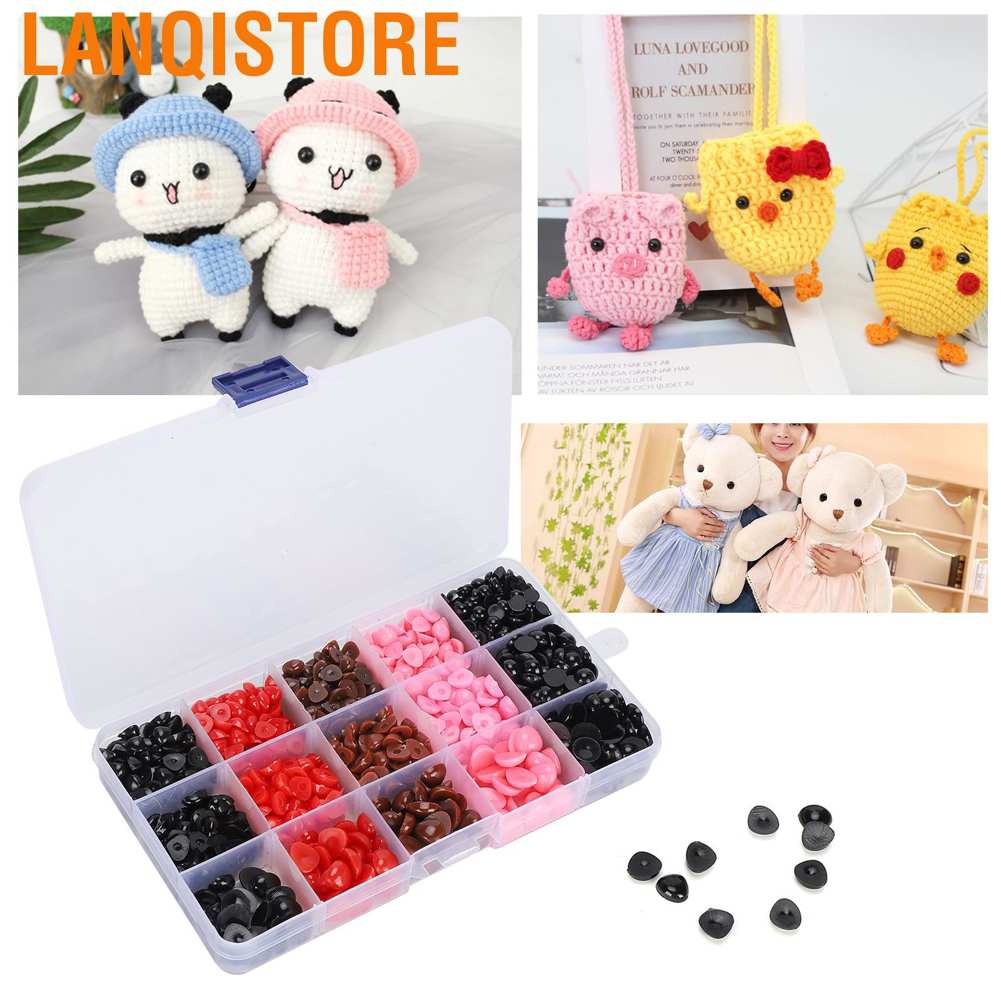 Lanqistore 1070Pcs Colorful Doll Eyes Nose Plastic Triangle/Round Acces with Storage Box