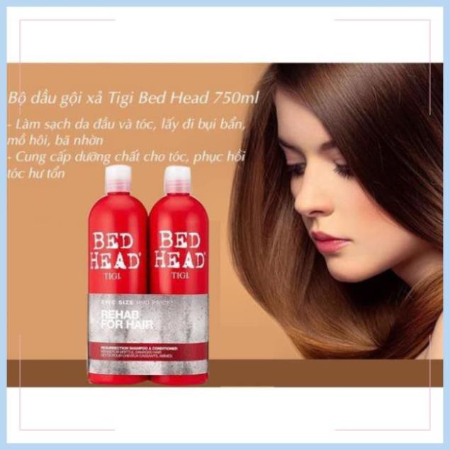 TIGI BED HEAD ĐỎ - CẶP DẦU GỘI + XẢ PHỤC HỒI HƯ TỔN - 2 CHAI 750ML Chuẩn chính hãng USA