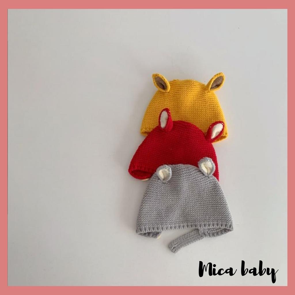 Mũ len cho bé, nón len cài cúc kiểu dáng tai nai dễ thương cho bé ML185 Mica baby
