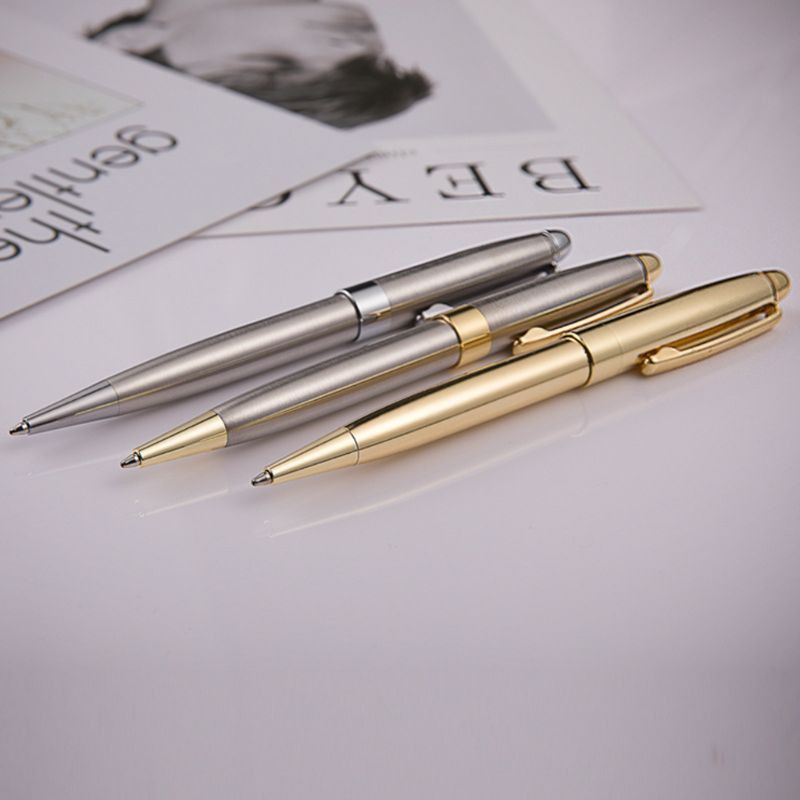 Bút Bi Xoay Bằng Kim Loại 1.0mm 3 Màu Sang Trọng