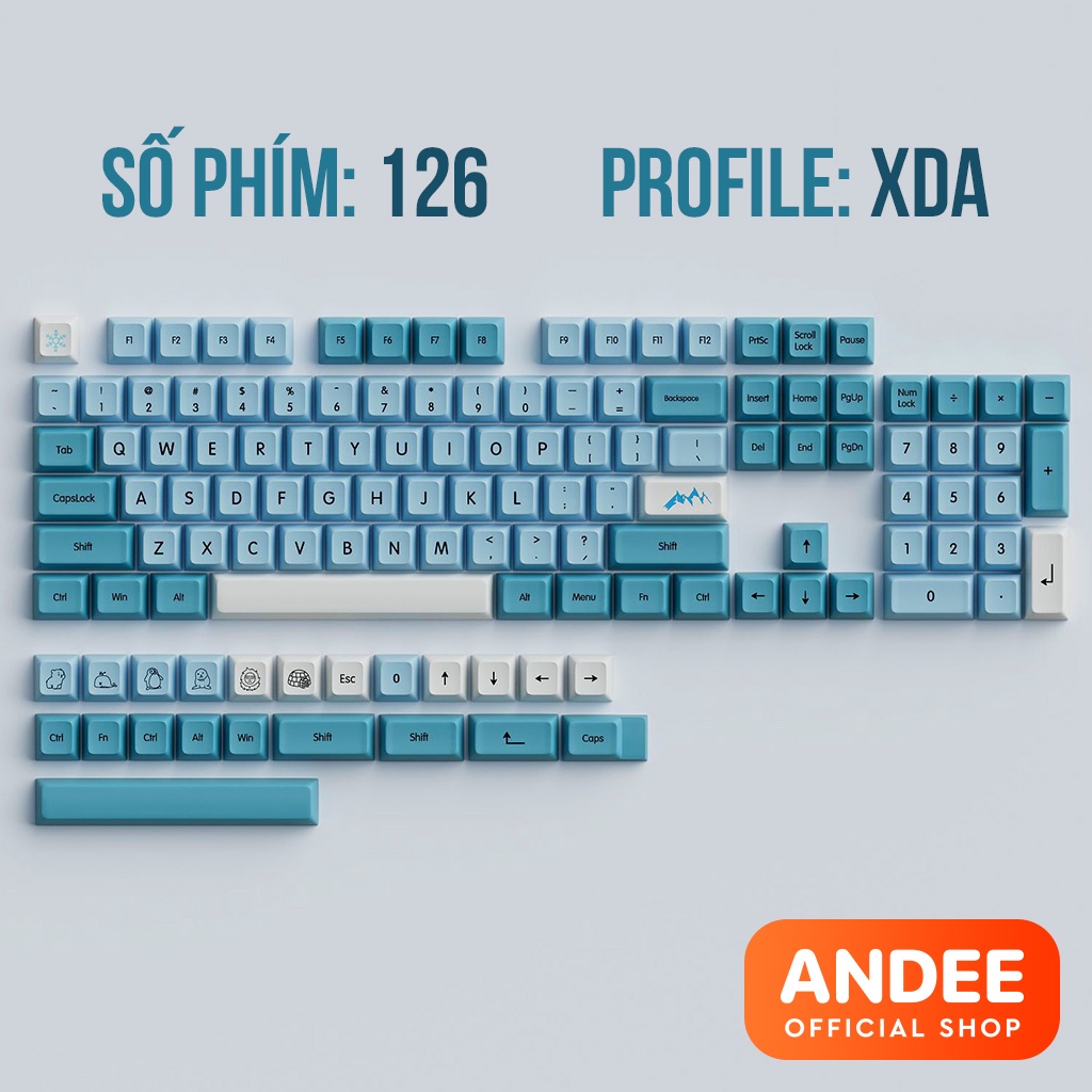 Keycap XDA Iceberg song ngữ dễ thương cho bàn phím cơ