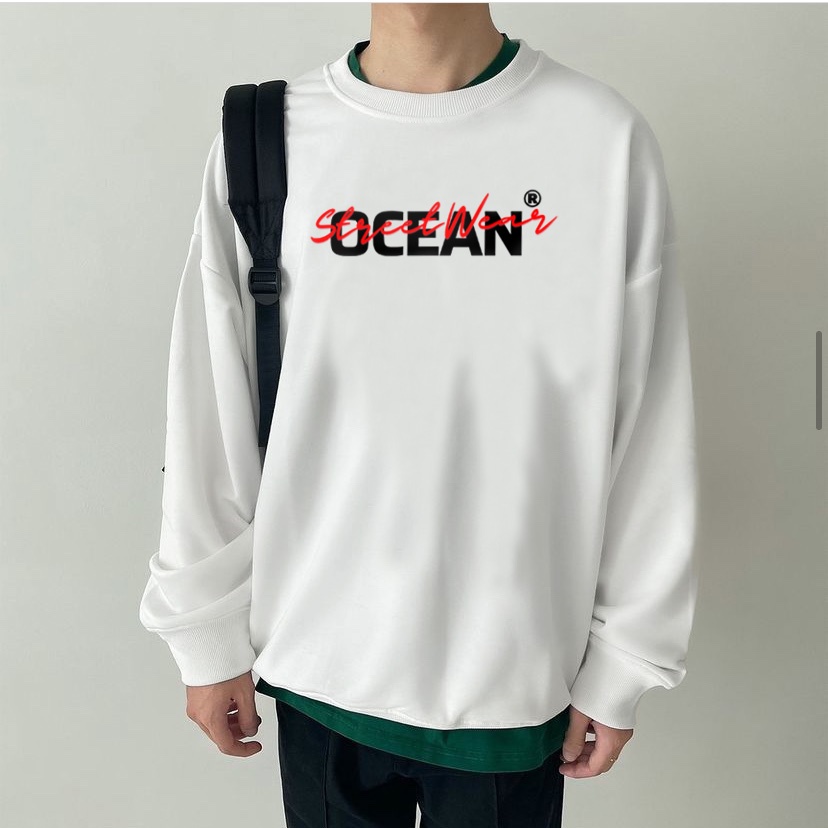 Áo sweater unisex local brand OCEAN - Áo sweater tay dài ullzang nỉ ngoại cao cấp có form rộng XL - OCEAN.CLO