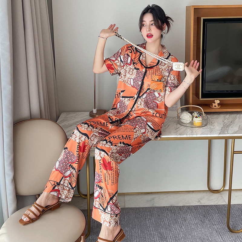 Bộ Đồ Ngủ Tay Ngắn In Họa Tiết Thời Trang Cho Nữ