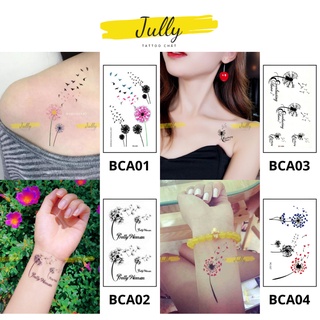 Hình xăm dán hoa bồ công anh JULLY tatoo chất, xăm mini tạm thời bền đẹp, miếng dán chống nước, kích thước 10,5x6cm