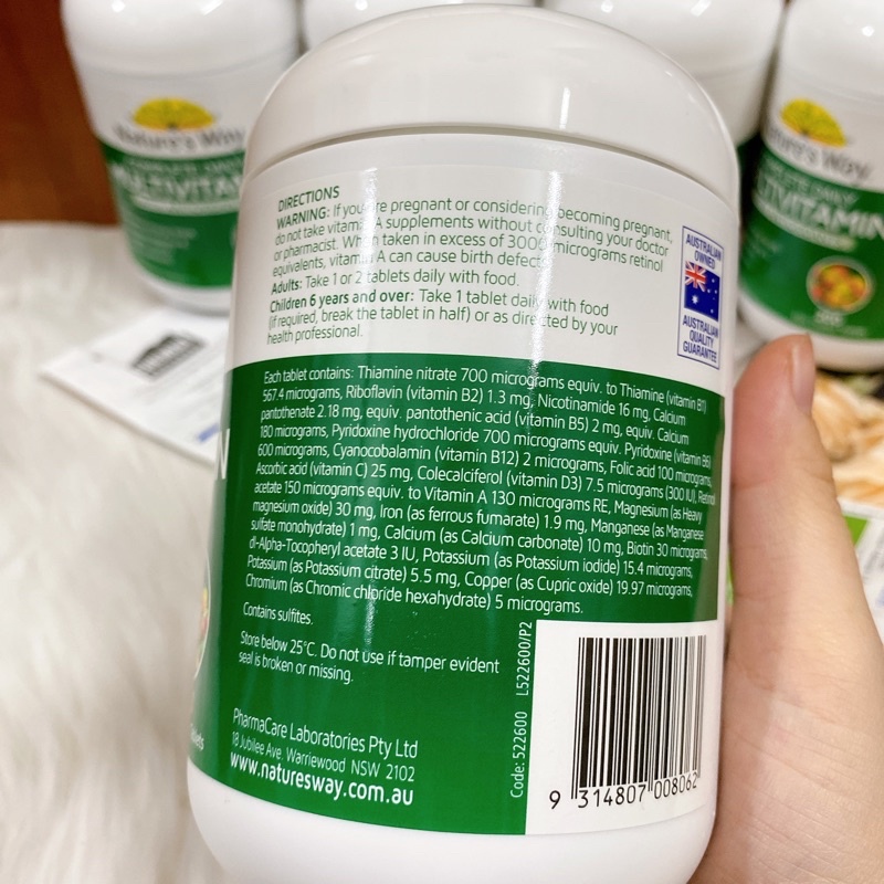 Vitamin tổng hợp hàng ngày natures way - Multivitamin Complete daily spirulina Nature’s way Úc, lọ 200 viên