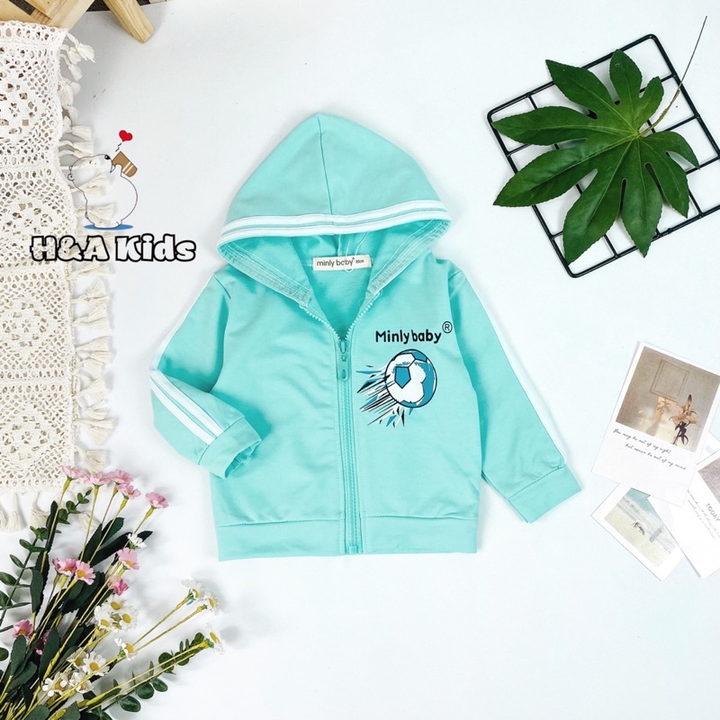 Áo Khoác Chống Nắng,Áo khoác Minly Baby Vải Da Cá Dày Dặn, Phối viền  Dễ Thương cho bé trai và bé gái size 7-28kg