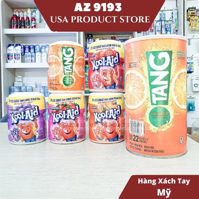 [Hàng Mỹ - Date T6 - 2021] Bột Pha Nước Trái Cây Kool Aid, Tang Hàng Mỹ - Bổ Sung Vitanim, Tốt Cho Sức Khỏe - AZ  9193