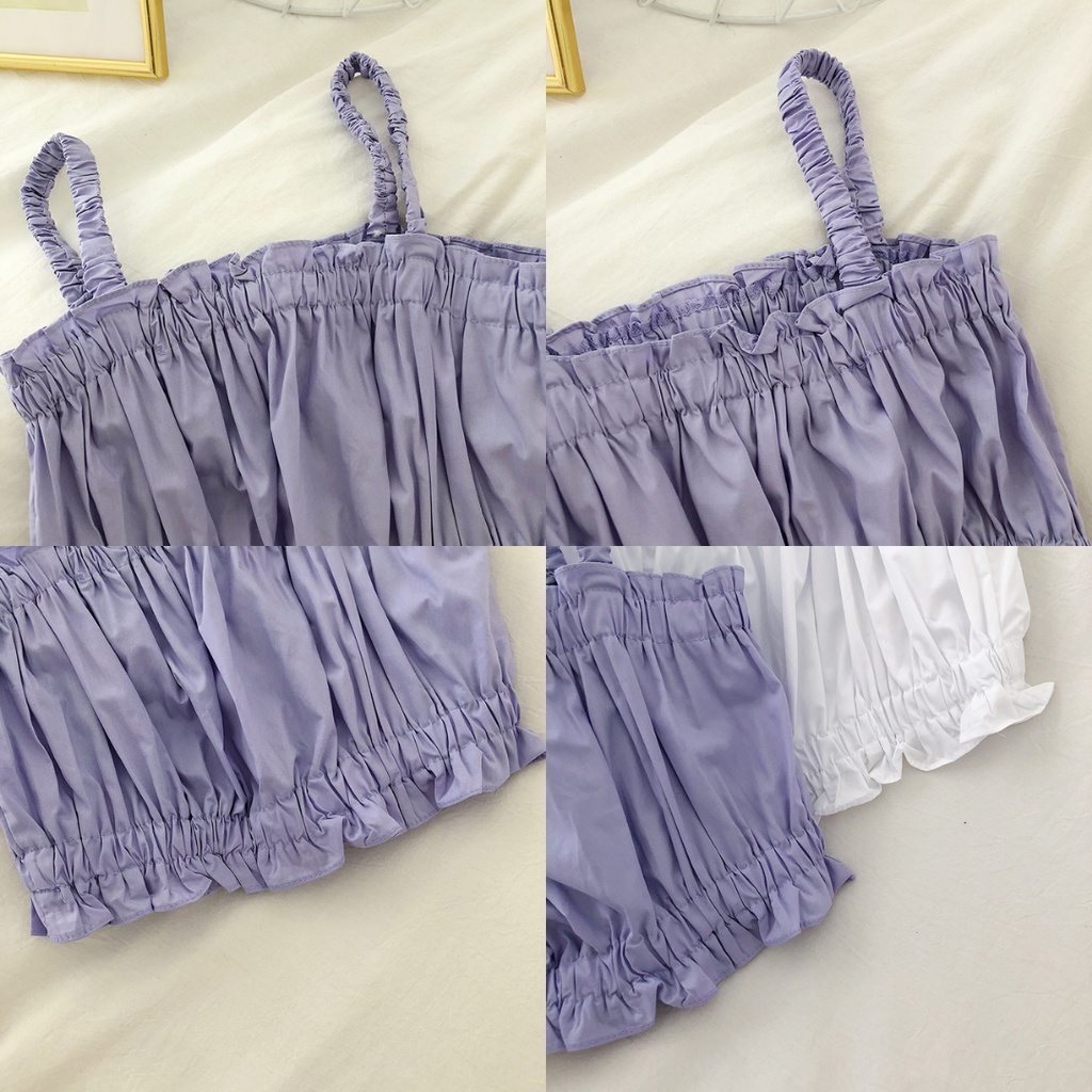 Áo 2 dây croptop chun nhún dễ thương Áo croptop 3 màu siêu xinh