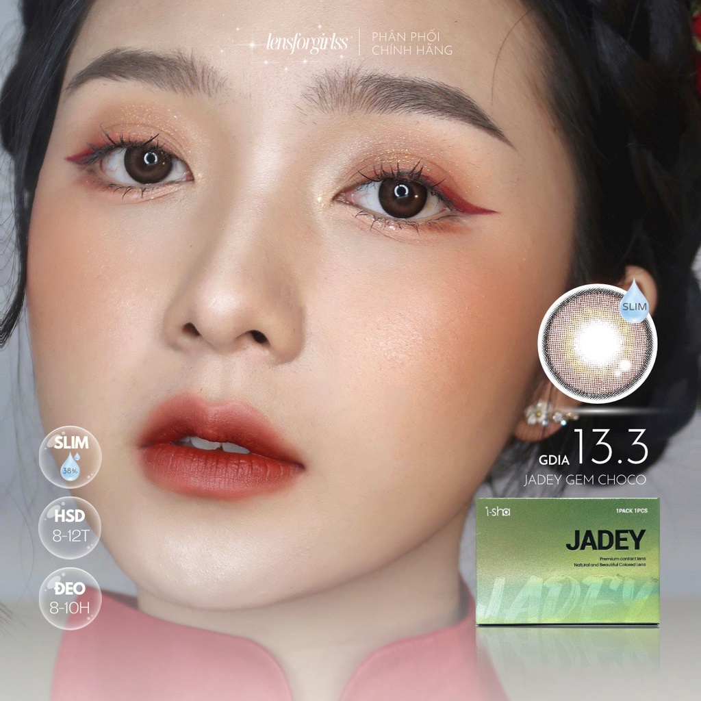 Lens hack mắt to có viền giãn tròng | Kính áp tròng JADEY GEM CHOCO chính hãng ISHA Made in Korea | Hsd 8-12 tháng
