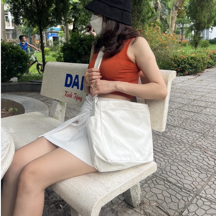 Túi đeo chéo HAZIN trơn cao cấp đi học đi chơi đựng vừa khổ a4 phong cách unisex phù hợp cả nam và nữ