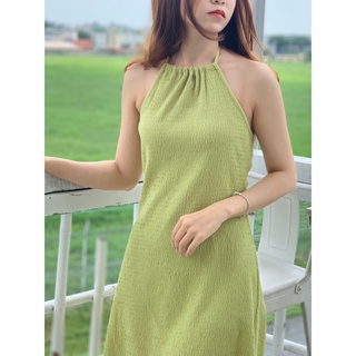 Đầm cổ yếm xốp nhún