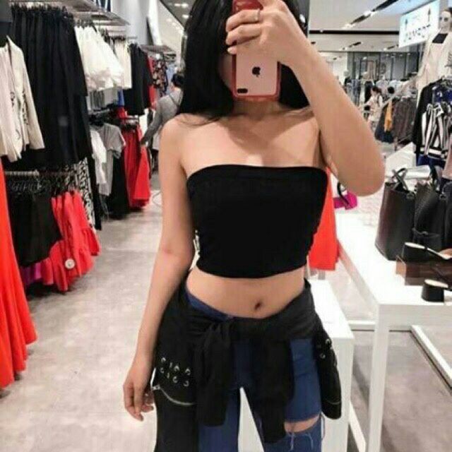 Áo ống trơn chất zip cup ngực dáng croptop siêu hot 3 màu