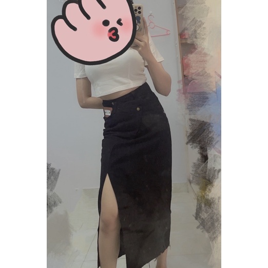 (SẴN) Chân váy jean dài xẻ tà ulzzang AK1534 kèm ảnh thật | BigBuy360 - bigbuy360.vn