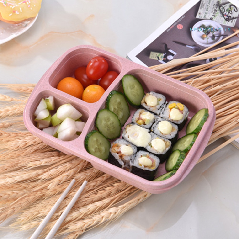 Hộp cơm 3 Ngăn Chất Liệu Rơm Lúa Mì Siêu Nhẹ Mang Đi Tiện Dụng