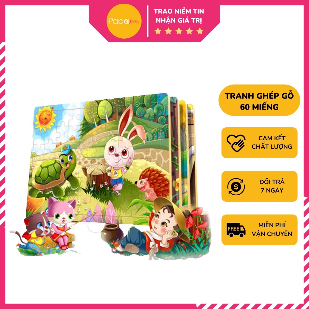 Đồ chơi tranh ghép hình 60 miếng gỗ puzzle - Bộ ghép hình - Đồ chơi xếp hình