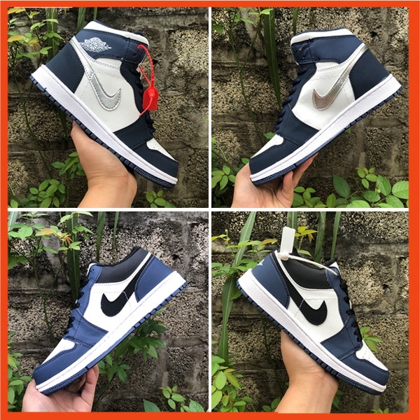 Giày Thể Thao Nam Nữ 𝐉𝐨𝐫𝐝𝐚𝐧 Xanh Navi Cao Cổ Thấp Cổ - Giày Jordan JD1 high low xanh than Full box