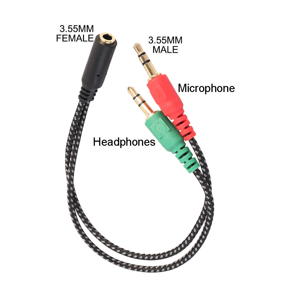 Dây Cáp Âm Thanh Chia 2 Đầu Cắm 3.5mm Sang 1 Ổ Cắm Cho Tai Nghe