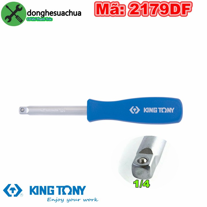 Cán vặn đầu tuýp 1/4 Kingtony 2179DF tổng chiều dài 150mm cán nhựa xanh