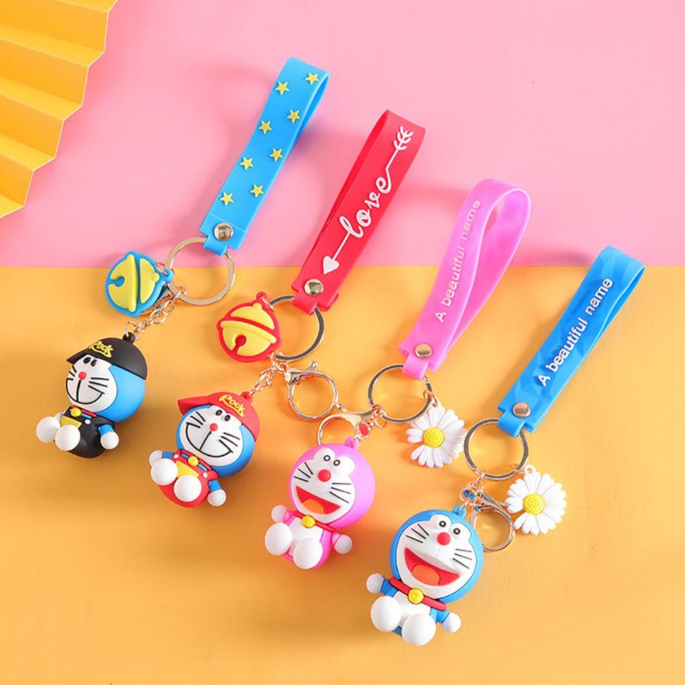 LANFY Móc Chìa Khóa Xe Hơi Bằng Silicon Hình Doraemon Sáng Tạo