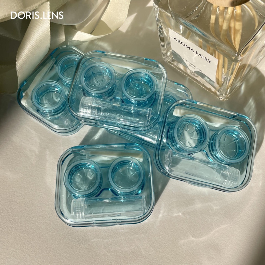 Khay Gương Đựng Lens Và Bộ Dụng Cụ Đeo Lens DORIS.LENS - Trong Suốt Vàng, Xanh Ngọc
