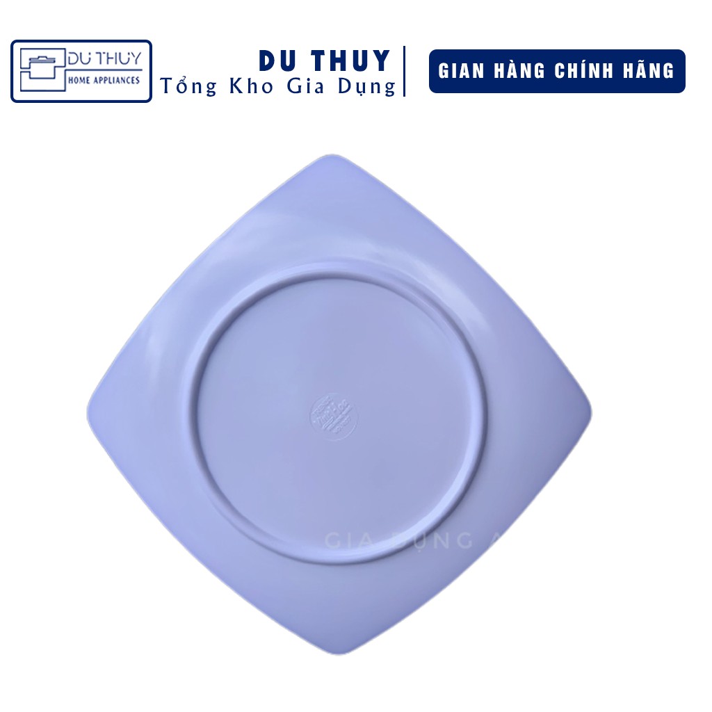 Dĩa nhựa vuông màu trắng, kích thước 27 x 27 x 1.5 cm, nhựa Melamine an toàn sức khỏe, thương hiệu Vĩnh Hòa, Trenz