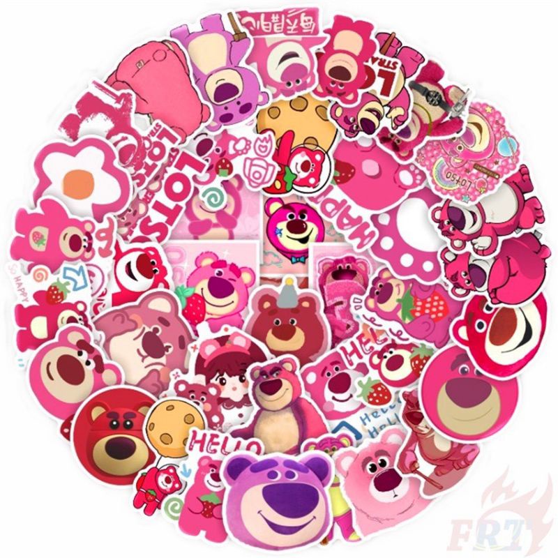 Set 10/20/30 Sticker Gấu dâu chống nước trang trí điện thoại/laptop/nón bảo hiểm