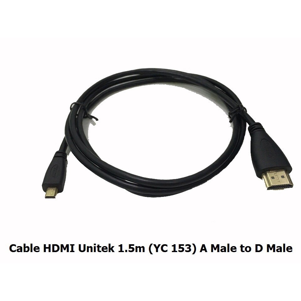 CÁP MICRO HDMI SANG HDMI CỦA MÁY ẢNH KTS, QUAY FILM , LAPTOP CÓ CỔNG MICRO HDMI LÊN MÀN HÌNH TV UNITEK YC 153 DÀI 1.5M